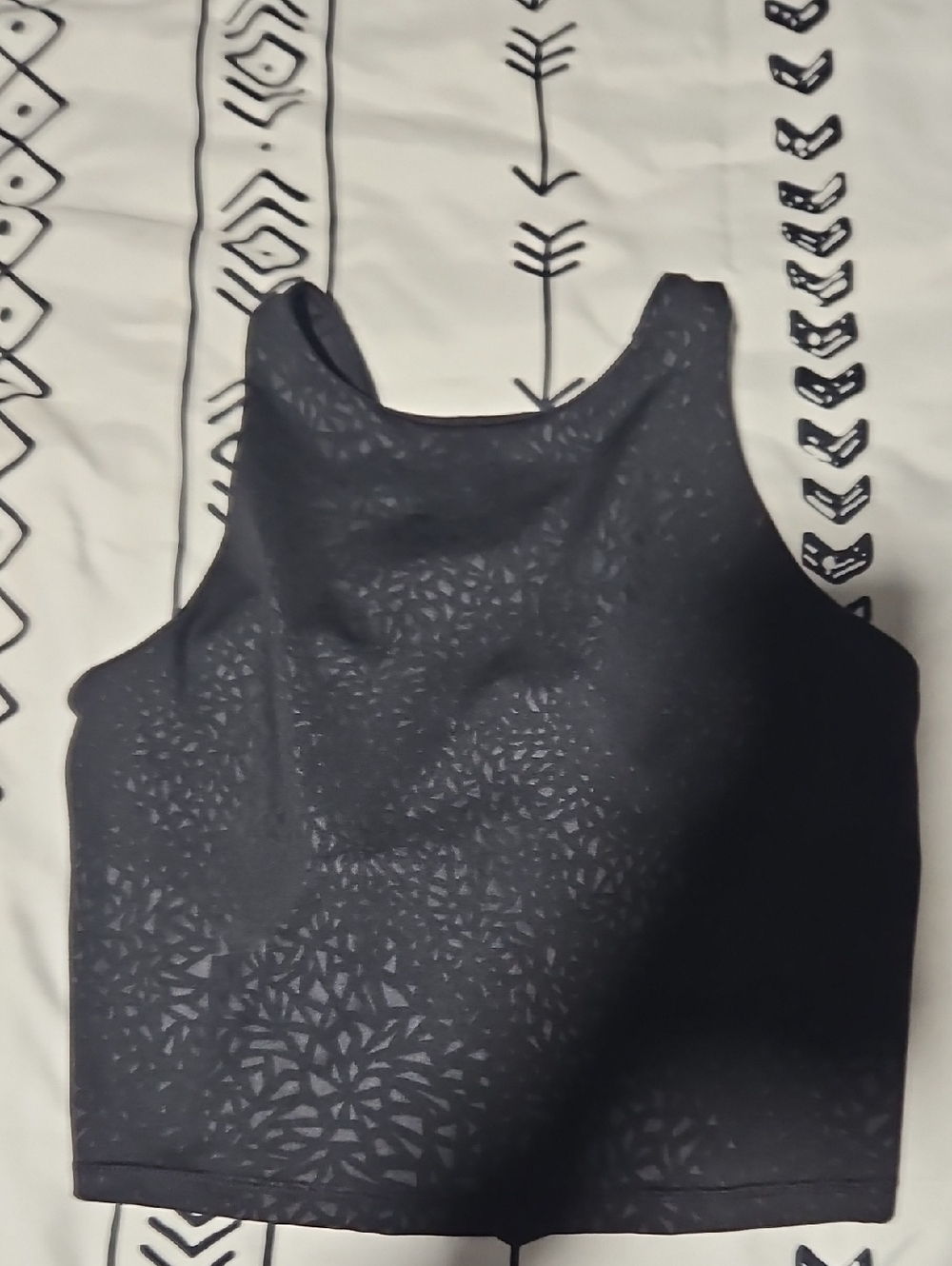 Joe Fresh Black Laser-Cut High Neck Crop Top